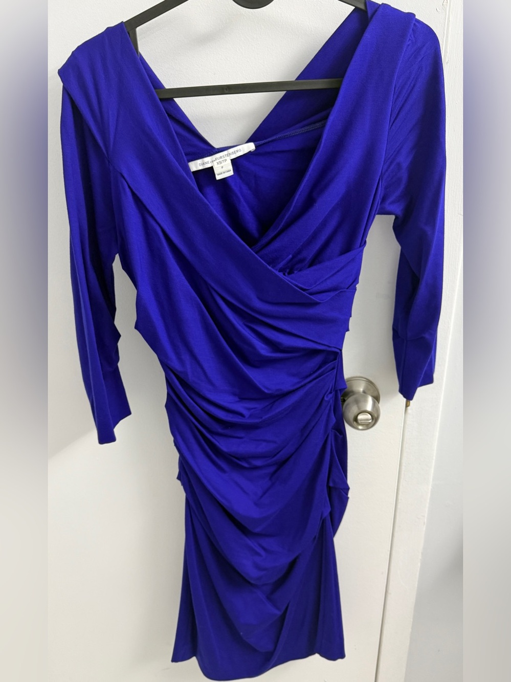 Diane von Furstenberg Bentley Ruched Dress Blue (Size XS/S)